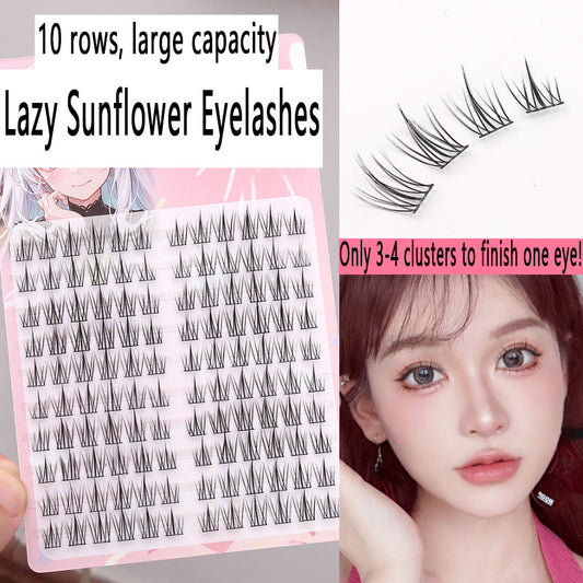 CURSAVELA 8D Fluffy Baby Lashes | Natural-Looking Messy Single Clusters, Lazy Trilogy Sunflower, Beginner-Friendly, Fuzzy Texture
