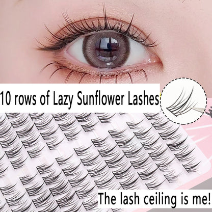 CURSAVELA 8D Fluffy Baby Lashes | Natural-Looking Messy Single Clusters, Lazy Trilogy Sunflower, Beginner-Friendly, Fuzzy Texture