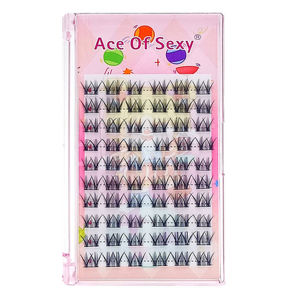 100pcs Lazy Girl's Sixpence Rose False Eyelashes - Natural Clustered Dense Manga Eye Lashes for Beginners, Camera-Ready