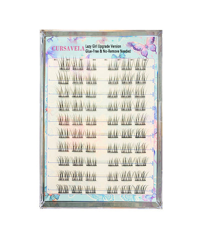 100pcs Glue-Free Natural Mint False Eyelashes - Voluminous C-Curl Ultra-Soft Clusters, Perfect for Beginners