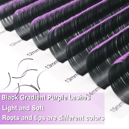 100pcs Ombre Colored Individual Eyelash Extensions: Pink, Red, Blue, and Purple Mix for Natural and Mega Volume Russian Styles