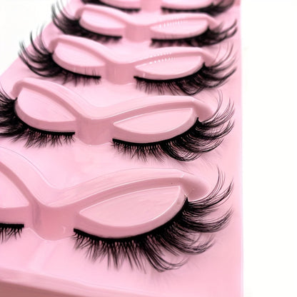 CURSAVELA 5 Pairs Fox Eye Lashes - Wispy Faux Mink Eyelashes, Fluffy Fairy Cat Eyelashes, 9D Spiky Tips False Eyelashes.