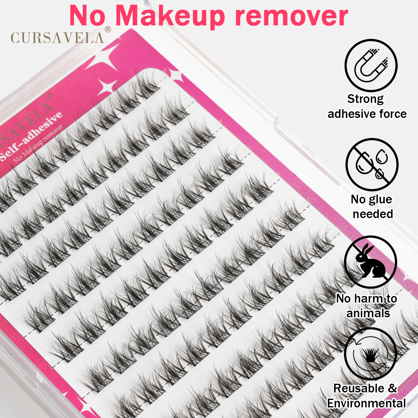 CURSAVELA DIY 100 pcs  Cluster Self Adhesive Eyelashes Natural Long Fake Eyelash Extension