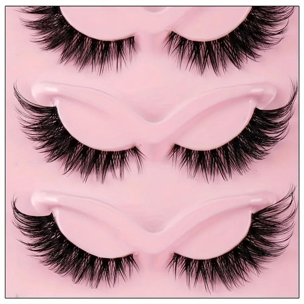 100pcs 5 Pairs Natural Cat Eye False Eyelashes - Winged Ends for Manga-Inspired Long, Dramatic Look