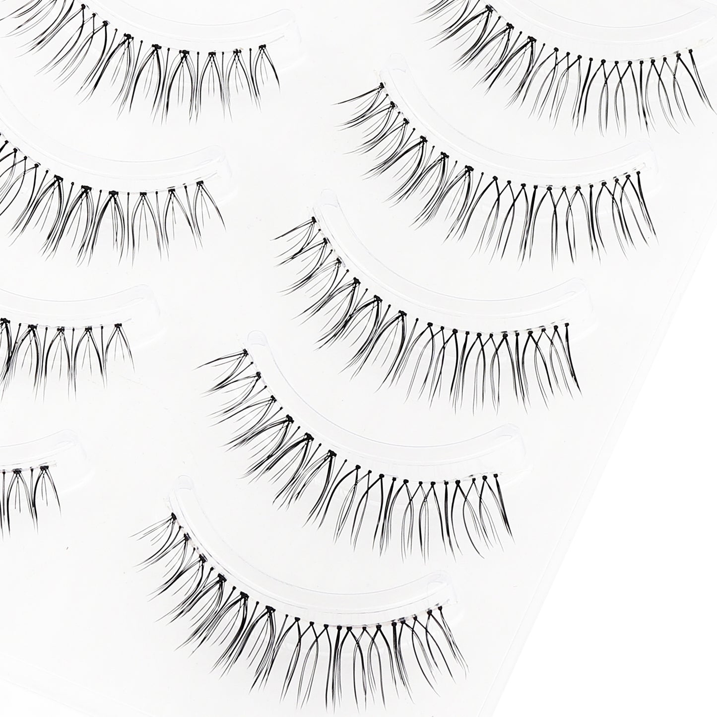 5 Pairs Self-Adhesive C Curl False Eyelashes, Mixed Lengths 6-9mm & 10-12mm - Reusable for Natural & Cosplay Looks