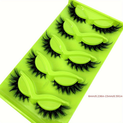 CURSAVELA 5 Pairs C Curl,D Curl Natural Fluffy 3D Faux Mink Cat Eye Short Cross False Eyelashes