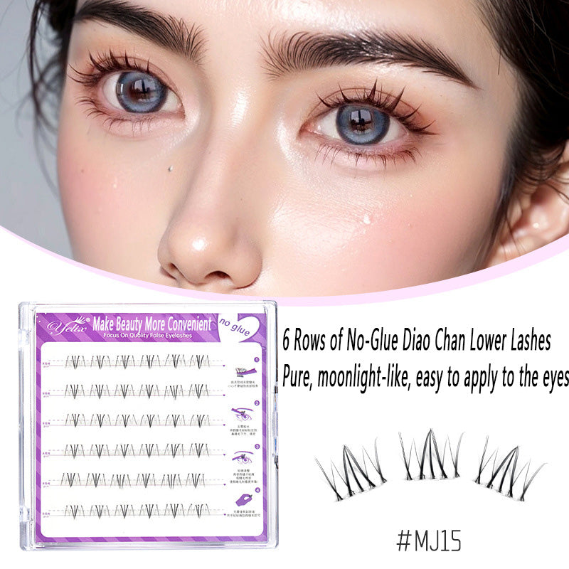 100pcs Segmented Cat-Style No-Glue Lower Lashes, Naturally Dense with Hard Stem for a Born-With-It Look