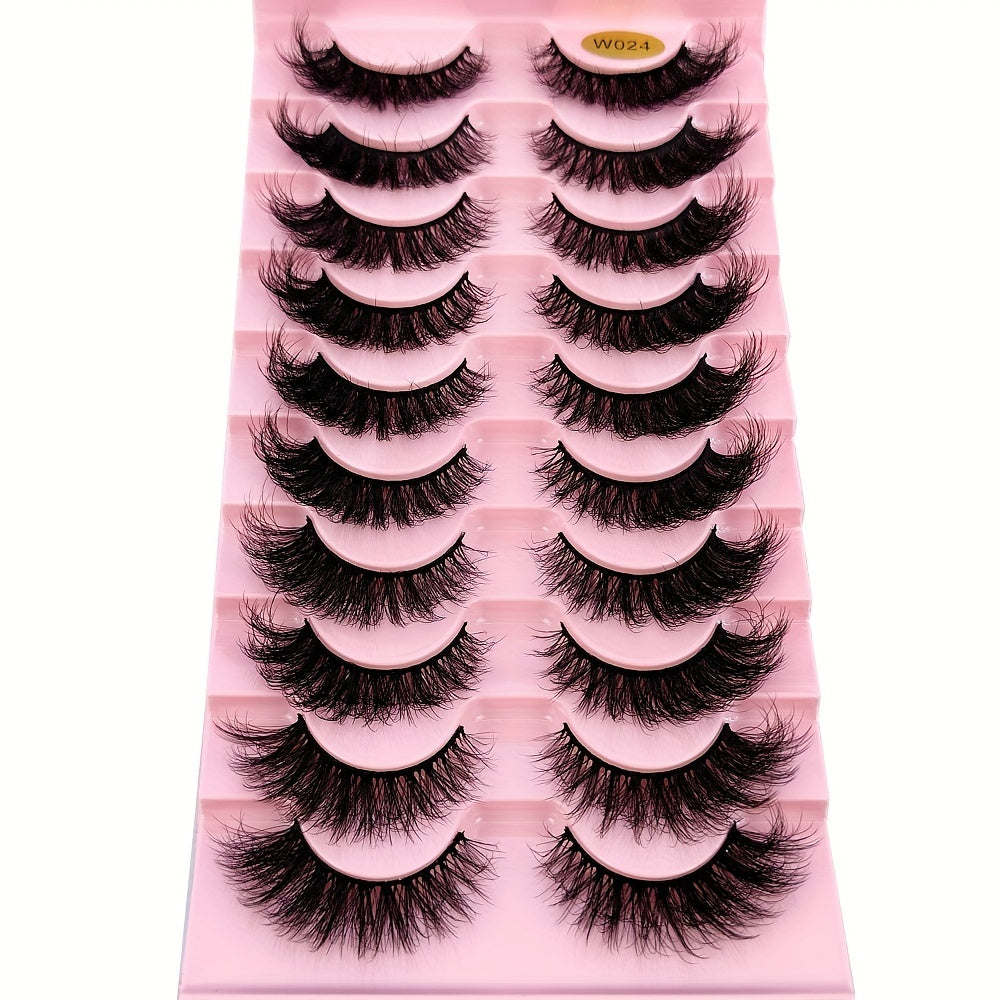 Classic Volume Eyelashes 10 Pairs Natural Slender 3D Faux Mink Cat Eye False Eyelashes, 3D Multi-layer Natural Fluffy Lashes