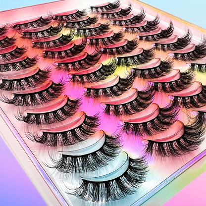 20 Pairs Natural False Eyelashes | 3D Faux Mink Lashes | Long Makeup Extensions | Perfect for Beauty and Valentine's Day Gifts for Women