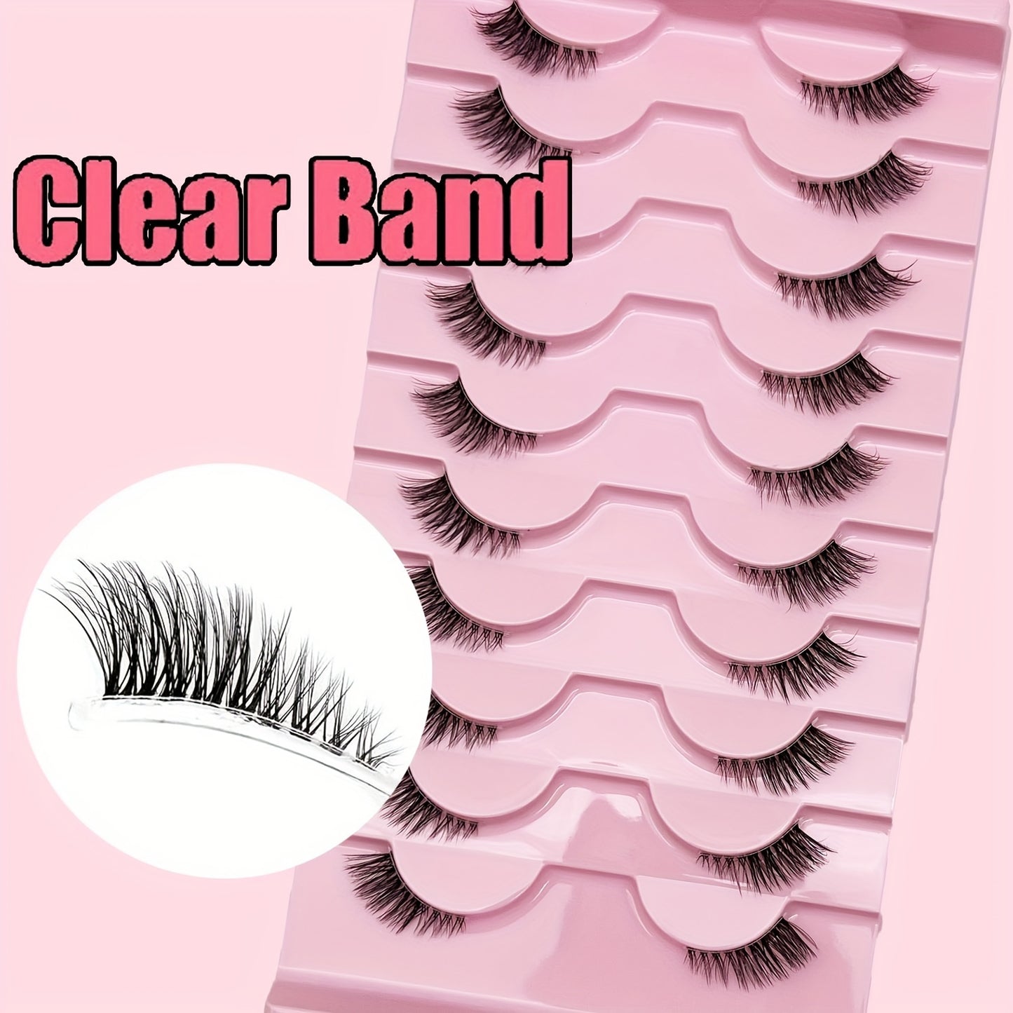 10 Pairs Soft Natural Cat Eye Lashes, Fluffy Fox Style, 6-9mm Length, Glue-Free, Beginner Friendly, Reusable.