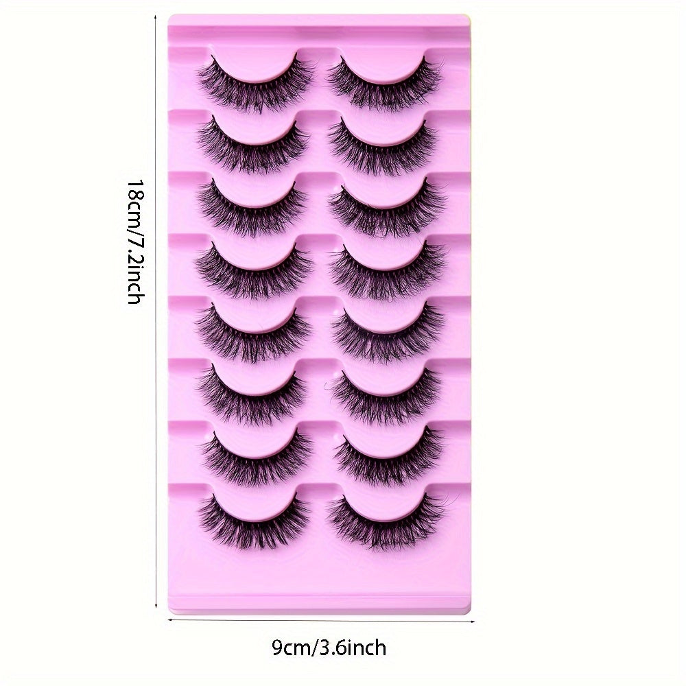 8 Pairs/Set Luxurious Faux Mink False Eyelashes - Natural, Curled, Voluminous, Multilayered, Lightweight for Daily and Dating Makeup - Unscented and Easy to Use