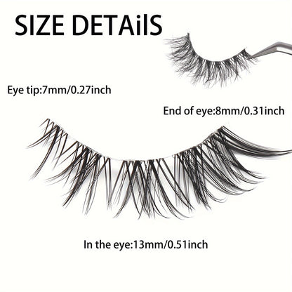 Fluffy Fox Eye False Eyelashes - Natural Look, Wispy Full Strip with Winged Ends, Reusable Faux Mink Lashes for Cosplay & Dance