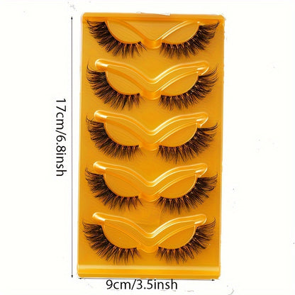 CURSAVELA 5 Pairs Fox Eye Lashes - Thick, Fluffy, Natural Look with Transparent Band, Cat Eye Style for Bold & Charming Eyes