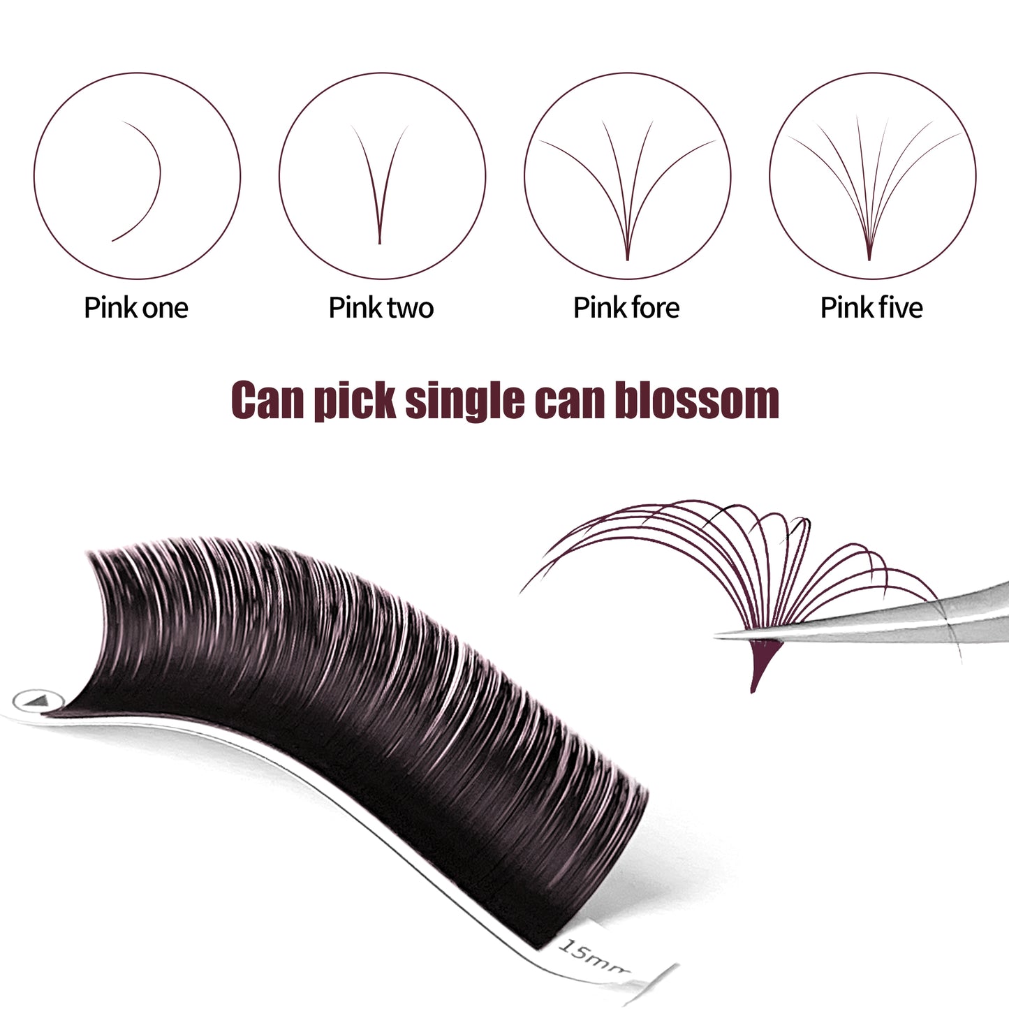 100pcs Brown Easy Fan Eyelashes Extensions – Chocolate Colored Auto-Fanning Blooming Volume Eyelash Fans