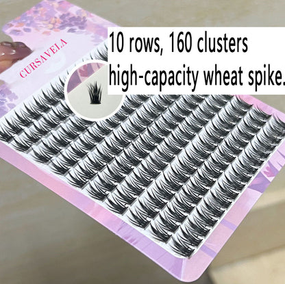 CURSAVELA 100pcs 10-Row High-Capacity Tower Spike False Eyelashes - Natural, Voluminous, and Camera-Ready for Women