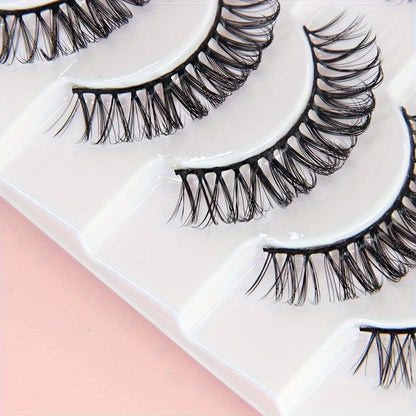 10 Pairs D-Curl False Eyelashes, Lightweight Natural Wispy 3D, 6-12mm Length, Reusable, Doll Eyes, Role Play