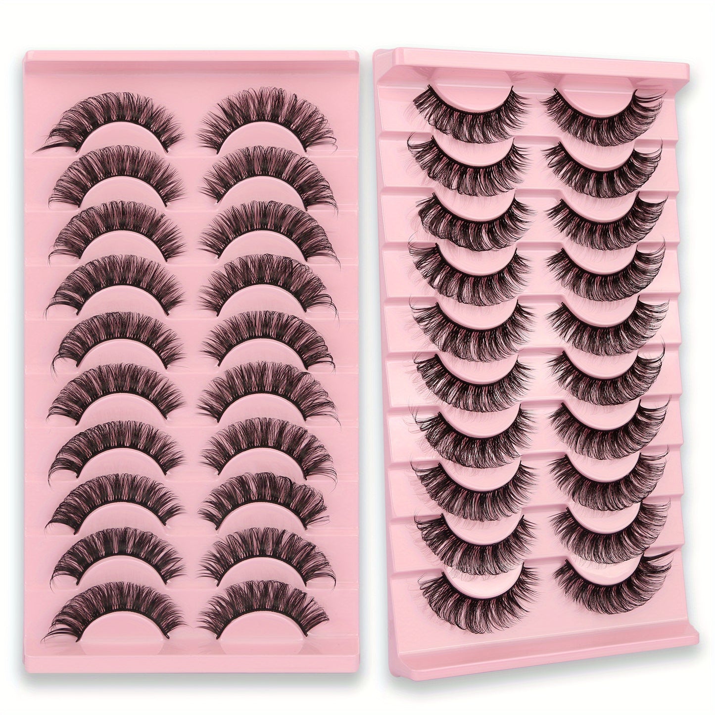 10 Pairs of Gmagictobo D Curly Russian Lashes - 3D Faux Mink, Reusable, Handmade, Soft & Light. Cruelty-Free, Easy to Apply. Long-Lasting for Dramatic Makeup.