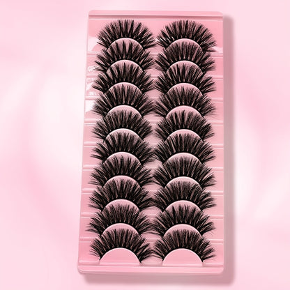 100pcs 10 Pairs of 3D Fluffy Faux Mink Lashes - Thick Curling False Eyelashes for a Natural and Dramatic Look