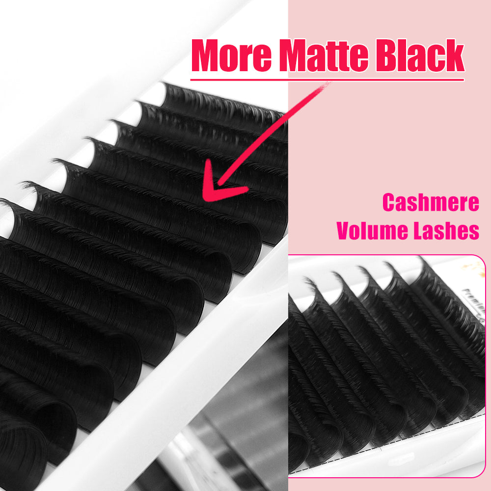 Easy Fan Eyelashes 100 pcs CURSAVELA 0.03-0.10mm Matte Dark Black Easy Fan Lashes Volume Extension Mega Eyelashes Blooming Fans Eyelash Extension