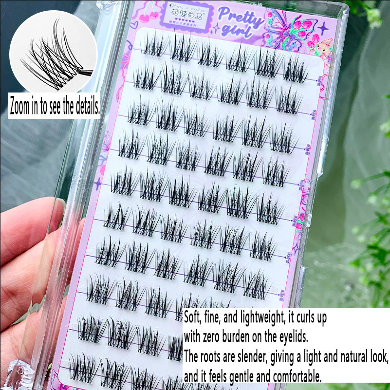 100pcs 10 - Row Large - Capacity Glue - Type Oxygen Sweetheart Single - Cluster Segmented False Eyelashes, Novice - Friendly, Create a Natural Manga - Style Eye Look