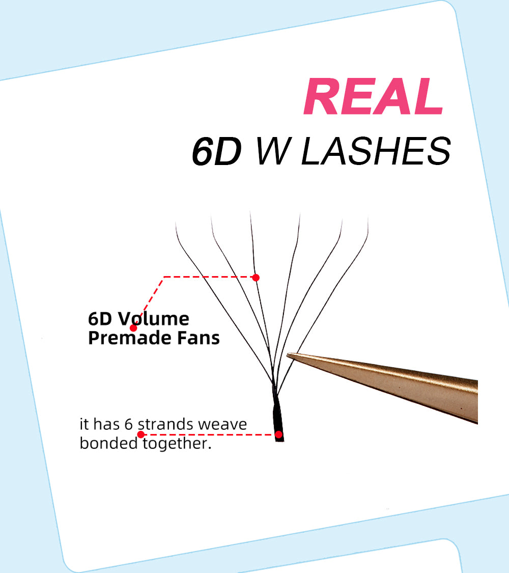 W Pre-Made Eyelashes CURSAVELA 3D-8D W Shape Lashes. Premium 4D Premade Fan Extensions, 0.07 C/D Curl. Soft and Natural.