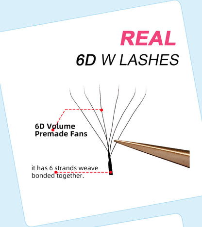 W Pre-Made Eyelashes CURSAVELA 3D-8D W Shape Lashes. Premium 4D Premade Fan Extensions, 0.07 C/D Curl. Soft and Natural.