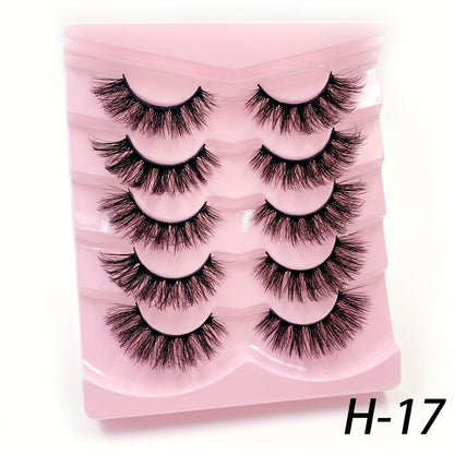 5 Pairs 3D Fluffy False Eyelashes, Wispy Natural Full Strip Lashes, Dramatic Volume Reusable Unscented for Daily Wear