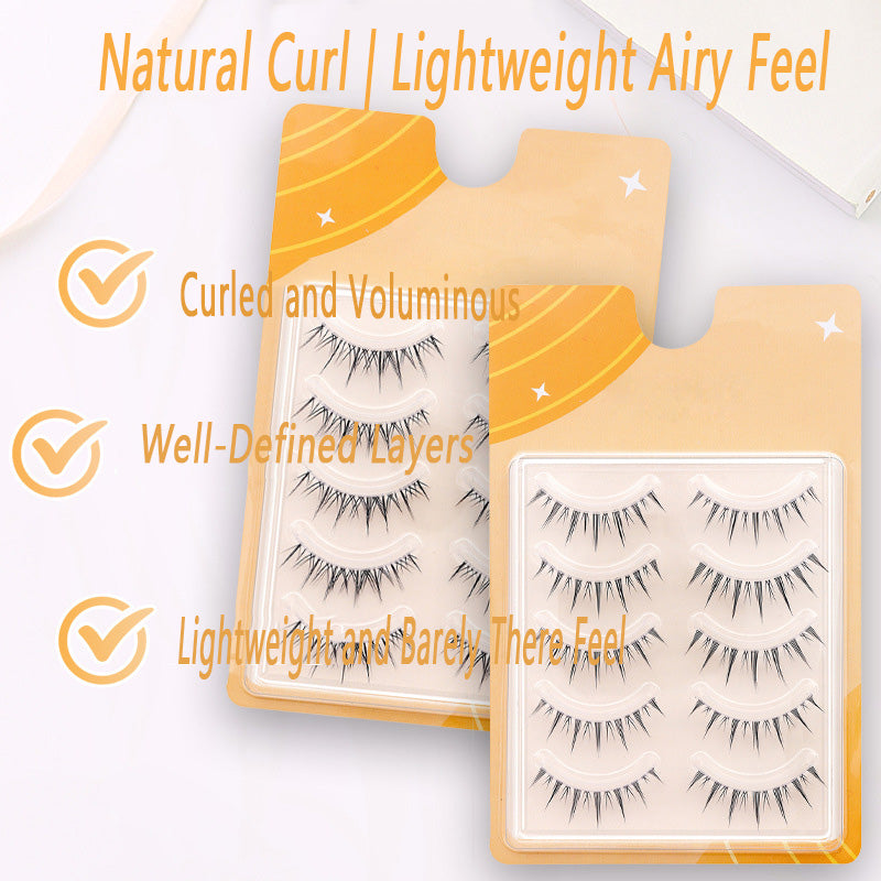 100 pcs Little Devil One-Piece Full Strip Lashes | Realistic Natural Transparent Band Lashes | 5 Pairs of Voluminous Eyelashes Wholesale