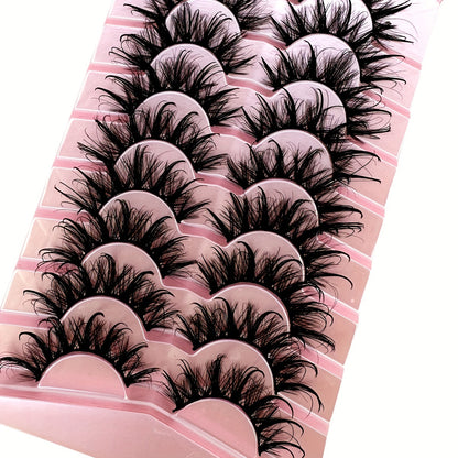 9 Pairs Luxurious Wispy Fox Eye Lashes | Fluffy Faux Mink with Spiky Tips | Dramatic Fairy Cat Eye Look | Reusable, Soft, and Comfortable False Eyelashes