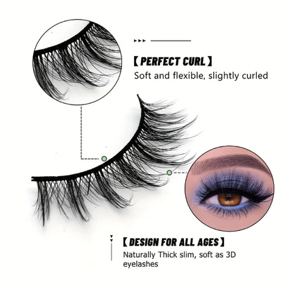 7 Pairs Manga Lashes Set, Natural Look, Slim, Fluffy, Spiky, Anime & Cosplay Eyelashes, 3D D Curl, 6-9mm/10-12mm/13-15mm Length, Reusable for Beginners