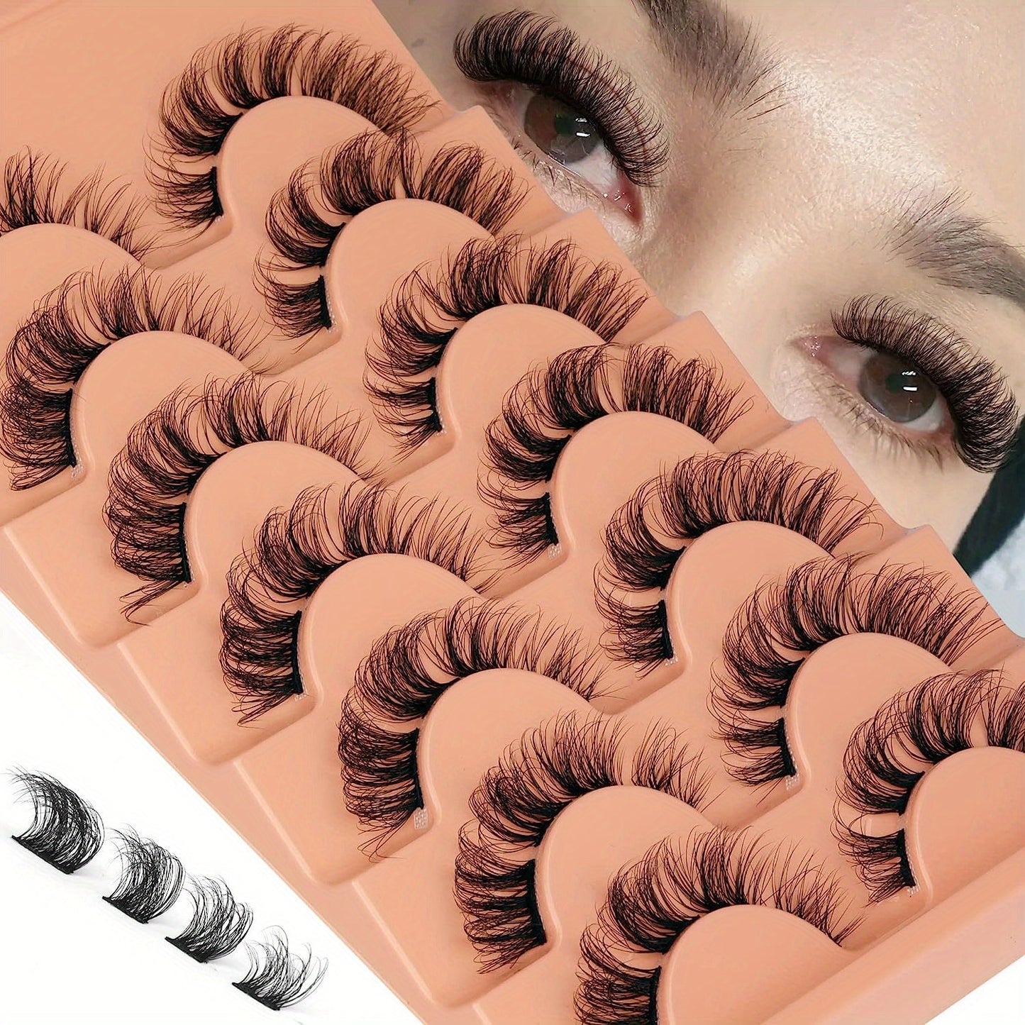 Luxurious D-Curl Wispy Lashes - Natural Cluster False Eyelashes, Premium Strip, Effortless DIY, Reusable.