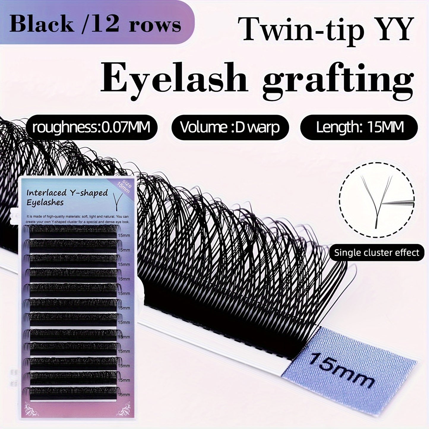 YY Pre-Made Eyelashes 2-Row D-Curl False Eyelashes Kit - Natural Look 0.07mm Thick, Easy to Apply, Variety of Lengths (8-15mm), Perfect for Beginners