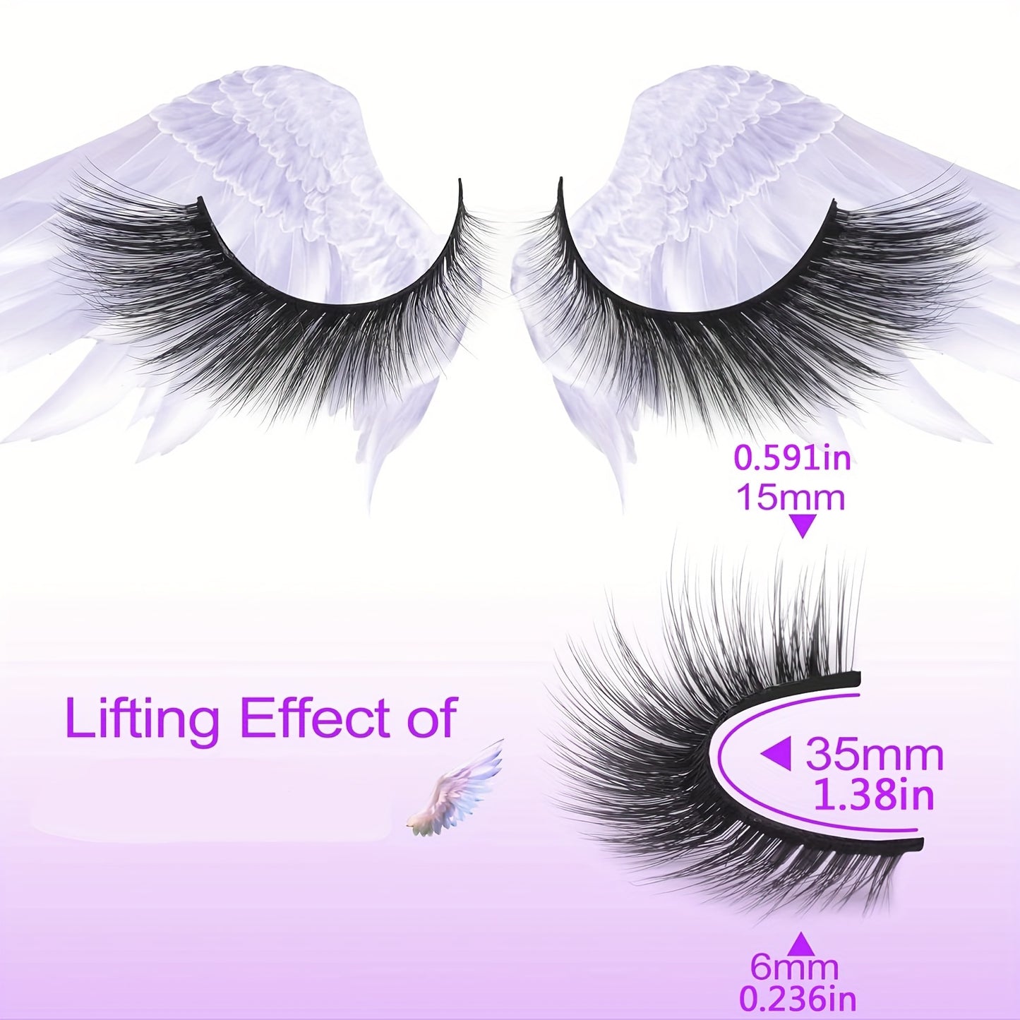 CURSAVELA 15mm Vivid Fox Eye Faux Mink Fluffy Cat Eye False Eyelashes, Long Curly Design, 7 Pairs Pack, Perfect for Halloween Makeup