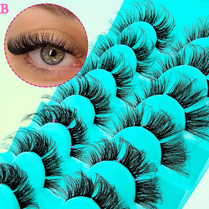 7 Pairs Eyelashes Cluster Cat Eye Curling Fluffy Thick Lashes - DIY Comfortable Sexy Faux Mink False Eyelashes