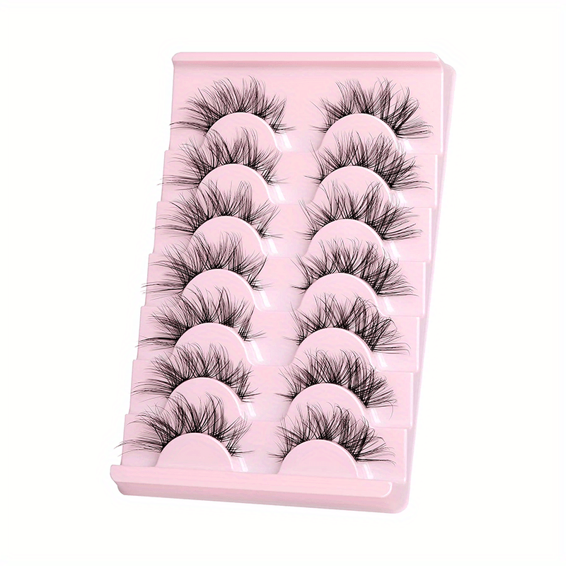 7 Pairs of Fitting Eyelashes - Natural Look, Clear Band, Thin, Fox Eyes, Korean Short, Anime Mink, Cluster Strip Pack.