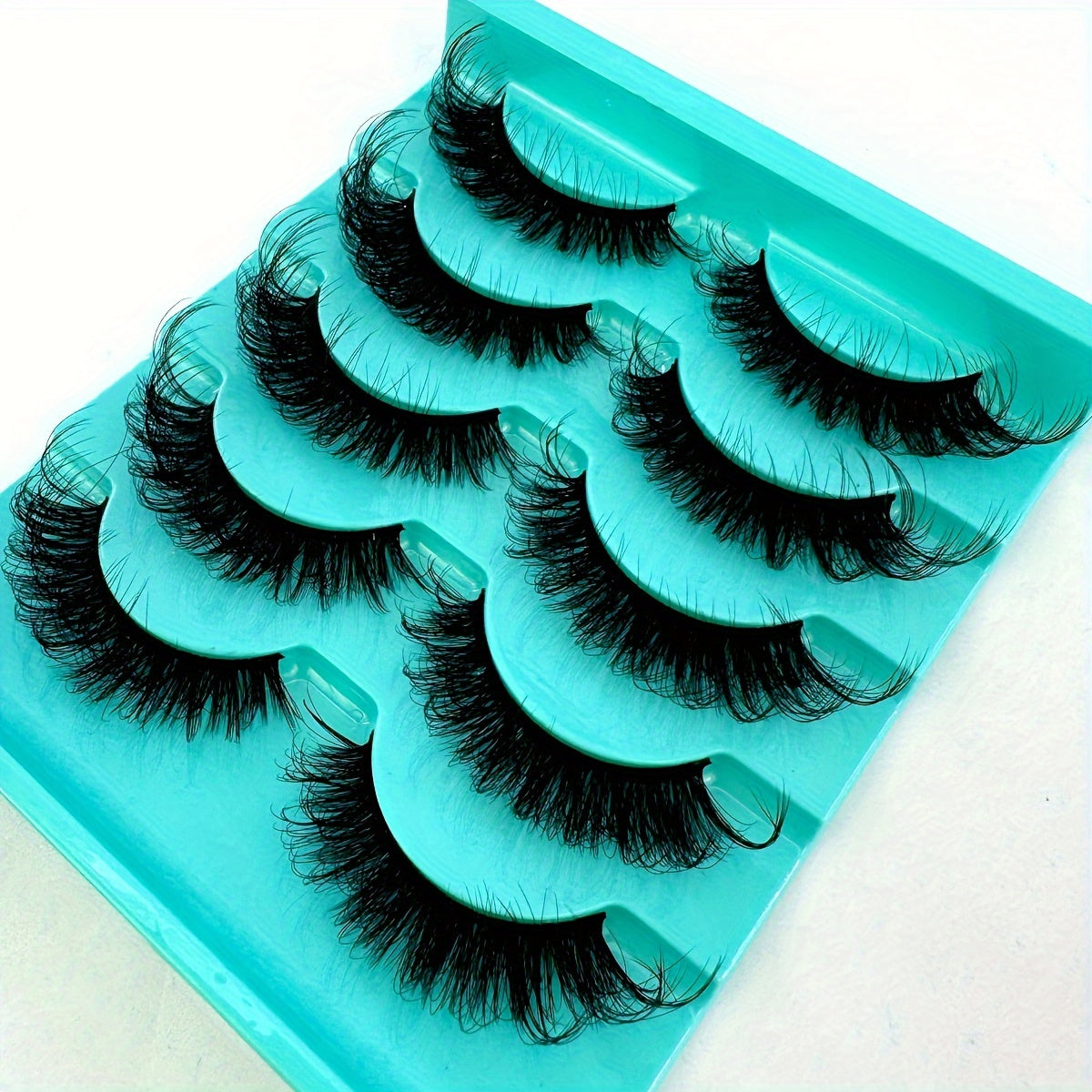 CURSAVELA 5 Pairs of 3D Cat Eye Natural False Eyelashes – D Curl Fluffy, Soft, Cross, Cartoon Style Slim Natural Lash Extensions