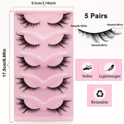 3D Fluffy Fox Eye False Eyelashes - Natural Look, Faux Mink, Lightweight & Reusable, Dramatic Volume