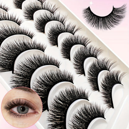 Princess & Beauty False Eyelashes 10 Pairs Set - Cat Eye Fluffy Volume C Curl Faux Mink Lashes in 6-9mm, 10-12mm, 13-15mm for Beginners, Reusable Multipack