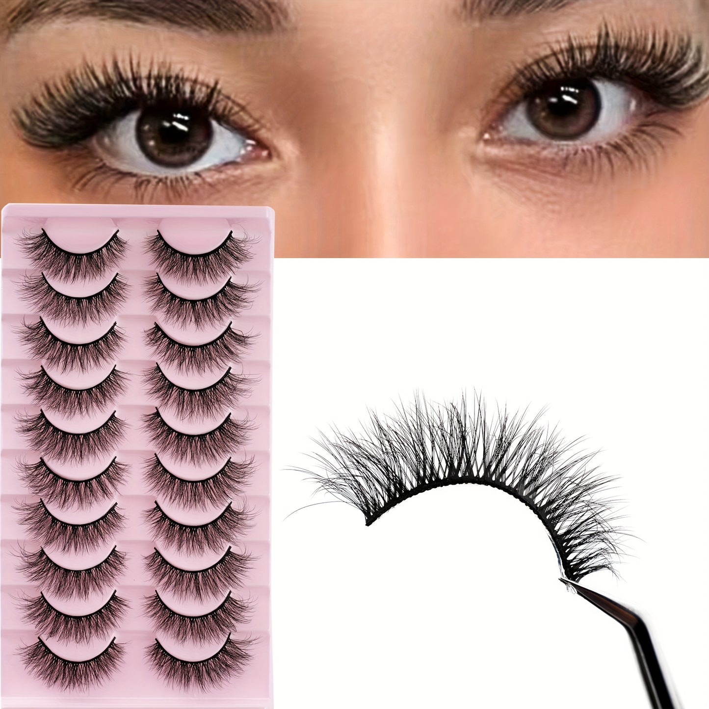 3D Fluffy Natural Look False Eyelashes for Manga & Anime, Reusable, Perfect for Daily & Cosplay Looks