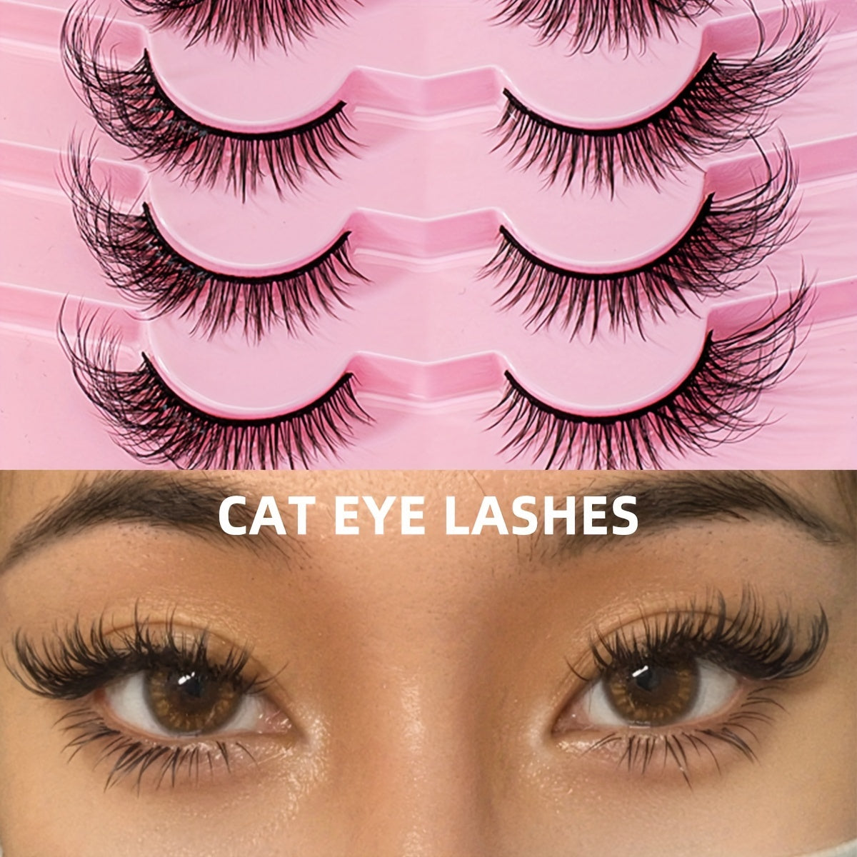 7 Pairs 8D Wispy Cat-Eye Faux Mink False Eyelashes - Dramatic Long Thick Volume Lashes Makeup Tool