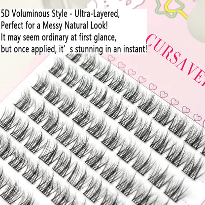 100pcs 5D Trilogy Messy Voluminous Eyelashes - 10 Trays Natural Single Cluster Lazy Series "Little Devil" Style