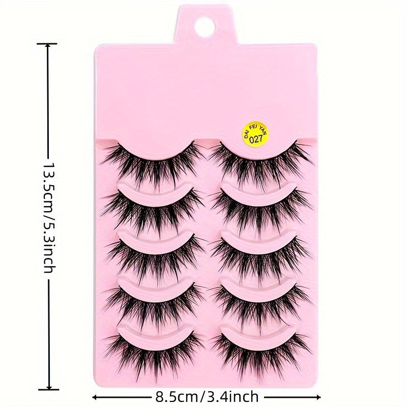 5 Pairs of Extra Long Crossed Big Devil False Eyelashes - Enchanting Voluminous Comic Stage Makeup Lashes with No Fragrance