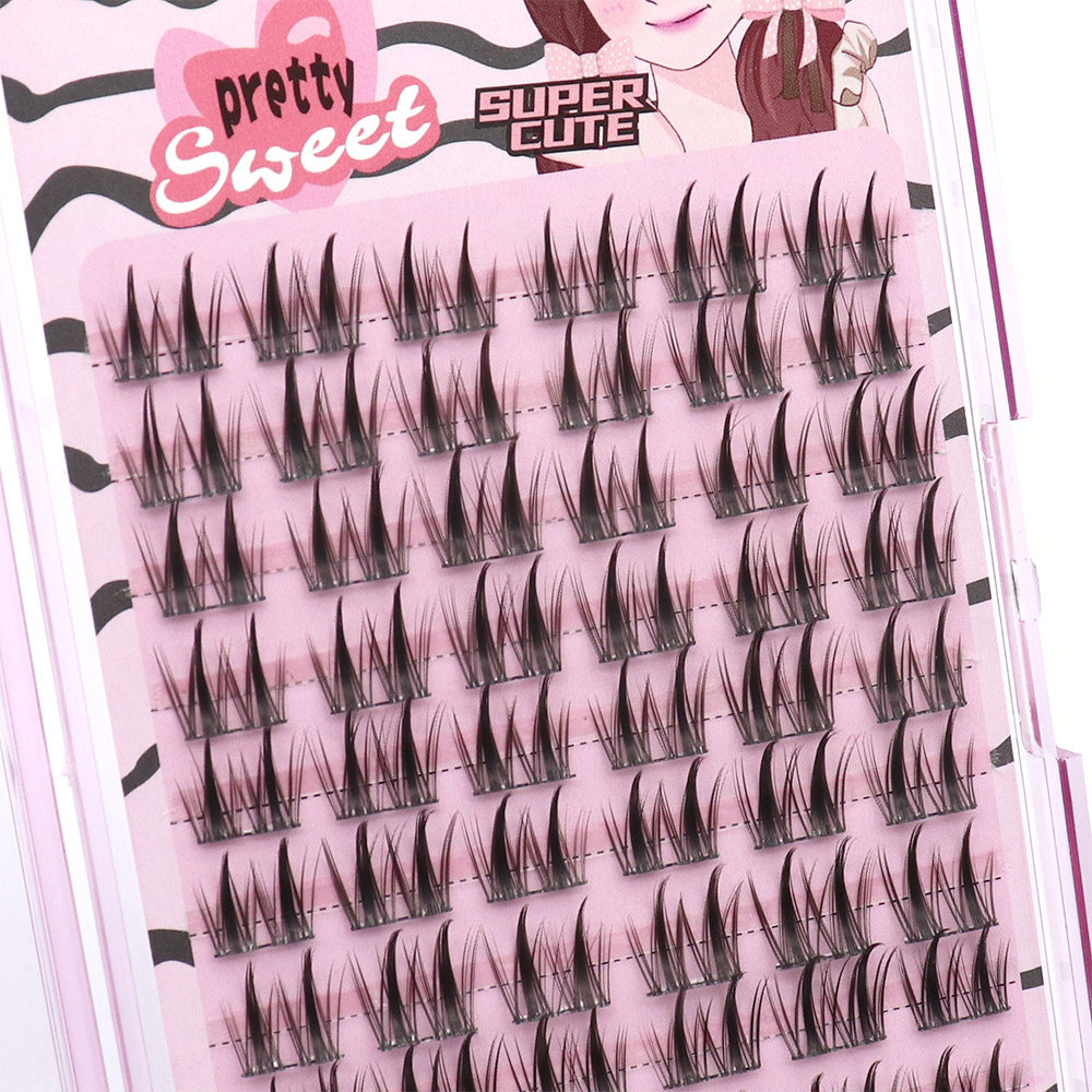 Cursavela Comic-Style Three-Segmented Double-Spike Wheat Eyelashes: Rigid Stems, Large Capacity, Realistic and Natural, an Essential Tool for Beginners and Lazy People