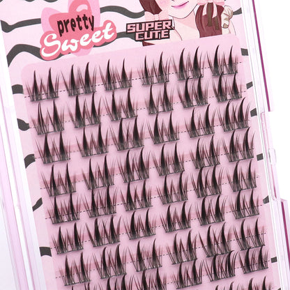 Cursavela Comic-Style Three-Segmented Double-Spike Wheat Eyelashes: Rigid Stems, Large Capacity, Realistic and Natural, an Essential Tool for Beginners and Lazy People