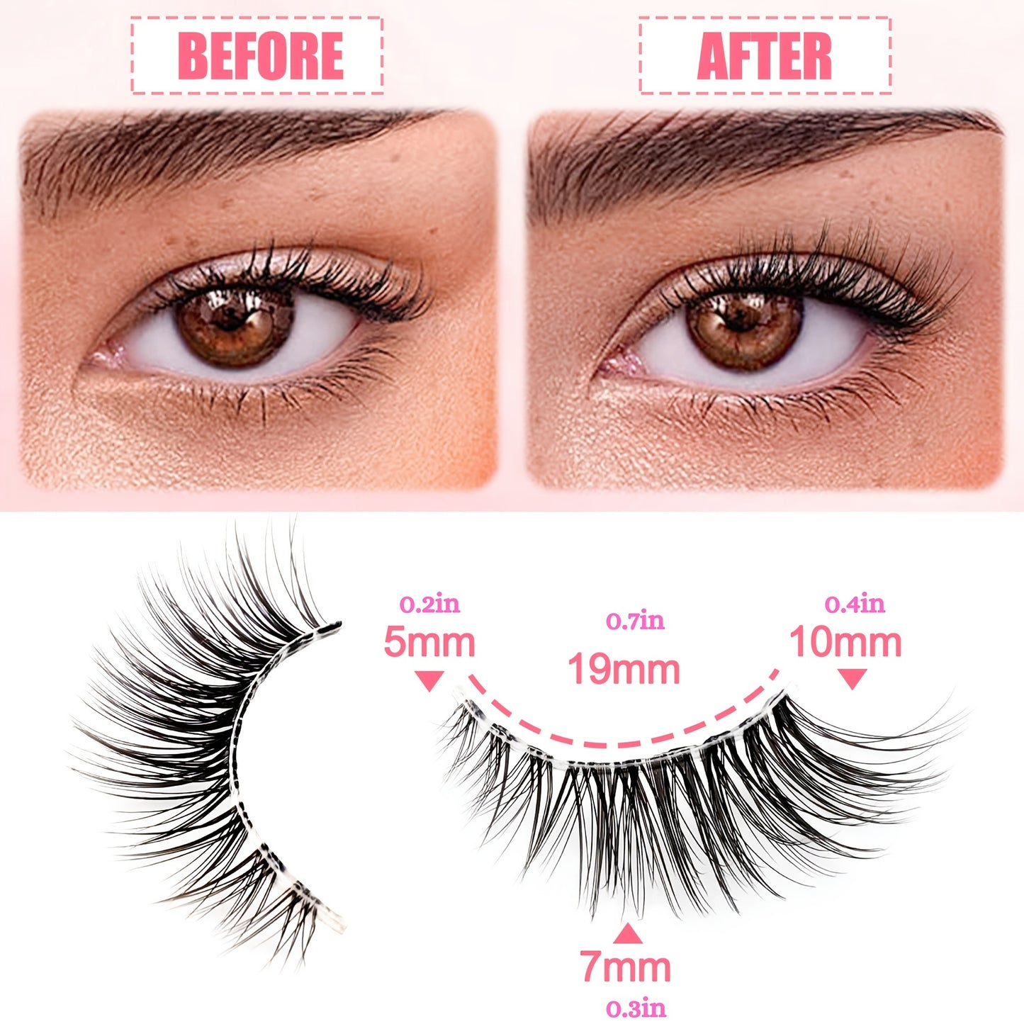 7 Pairs Fluffy Half Eye False Eyelashes Set – Faux Mink 3D Effect, Transparent Stem, Lightweight & Reusable for Natural Look