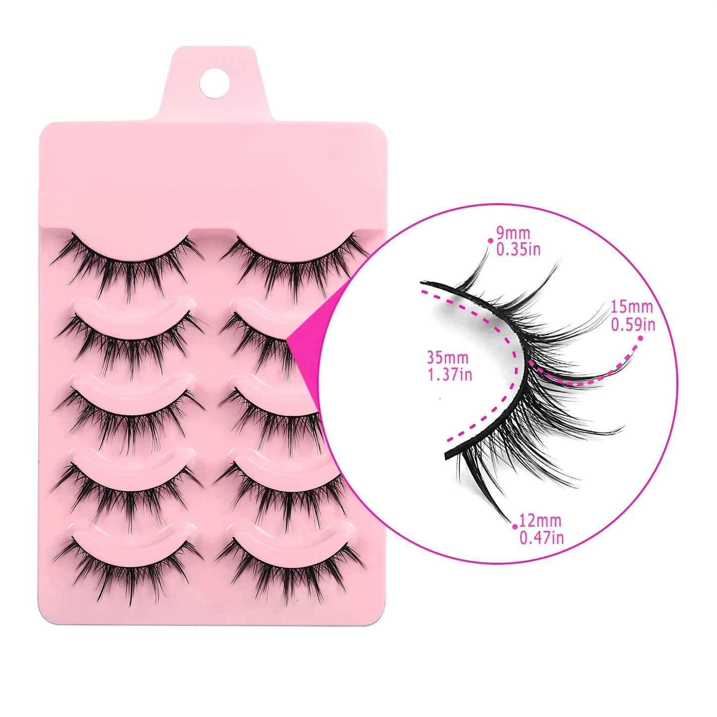 5 Pairs Pack - Dramatic Anime Lashes - Natural Wispy, Fluffy 3D Volume, Faux Mink, Korean Japanese Cosplay Fake Eyelashes