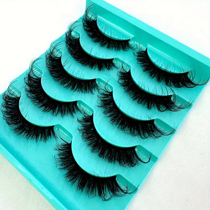 5 Pairs 3D Cat Eye Lashes, Fluffy & Soft Cross Style, D Curl Natural False Lashes for Daily & Glamorous Looks