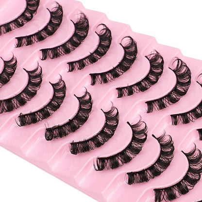 10 Pairs Luxurious Wispy Russian Strip Lashes | Lightweight DD Curl Faux Mink | Long-Lasting, Natural Look | Reusable and Easy to Apply