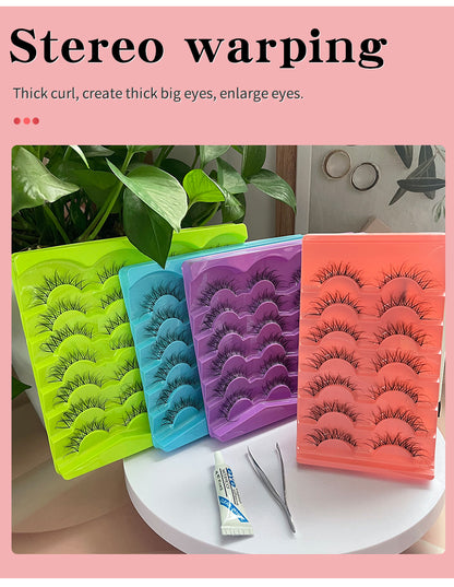 Handmade Full Strip Eyelashes, Natural Style, Synthetic Hair, Durable and Reusable False Eyelashes, Thick Colorful Custom Makeup Lashes