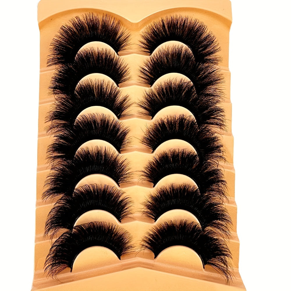 7 Pairs Luxurious Thick and Long Dramatic False Eyelashes | 3D Faux Mink Full Strip Lashes with Realistic Hairs | Easy-to-Apply Design for a Glamorous Makeup Look | Reusable